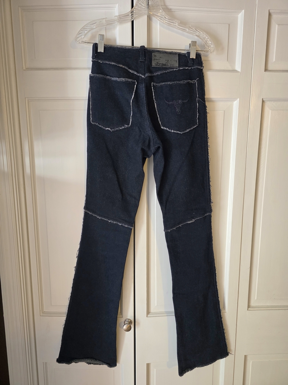 Vintage Sergio Valente Dark Wash Raw Seam Flare Jeans Y2K Size 26 - Picture 2 of 5